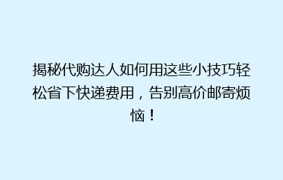 揭秘代购达人如何用这些小技巧轻松省下快递费用,告别高价邮寄烦恼!