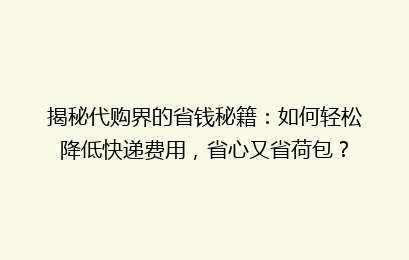 揭秘代购界的省钱秘籍：如何轻松降低快递费用，省心又省荷包？