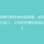 《揭秘代购快递省钱秘籍：如何省心又省力，让你的包裹轻松抵达？》