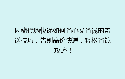 揭秘代购快递如何省心又省钱的寄送技巧,告别高价快递,轻松省钱攻略!