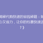 《揭秘代购快递的省钱秘籍：如何省心又省力，让你的包裹快速送达？》
