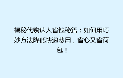 揭秘代购达人省钱秘籍：如何用巧妙方法降低快递费用，省心又省荷包！