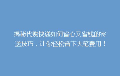 揭秘代购快递如何省心又省钱的寄送技巧,让你轻松省下大笔费用!