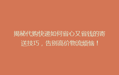 揭秘代购快递如何省心又省钱的寄送技巧，告别高价物流烦恼！