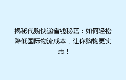 揭秘代购快递省钱秘籍：如何轻松降低国际物流成本，让你购物更实惠！